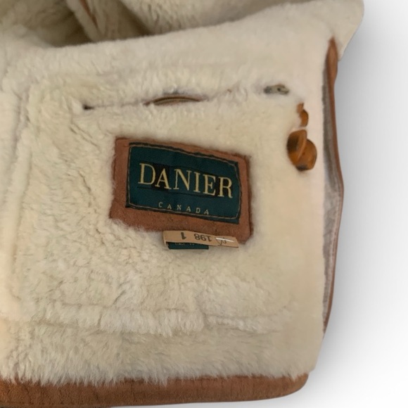 DANIER Tan Sheepskin Shearling Leather Coat - Picture 6 of 7